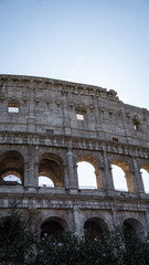 Outside walls of the Colosseum in Rome, Italy