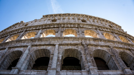 Outside walls of the Colosseum in Rome, Italy