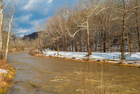 High water creek in winter