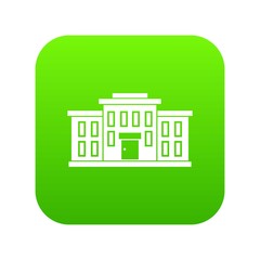 School building icon digital green for any design isolated on white vector illustration