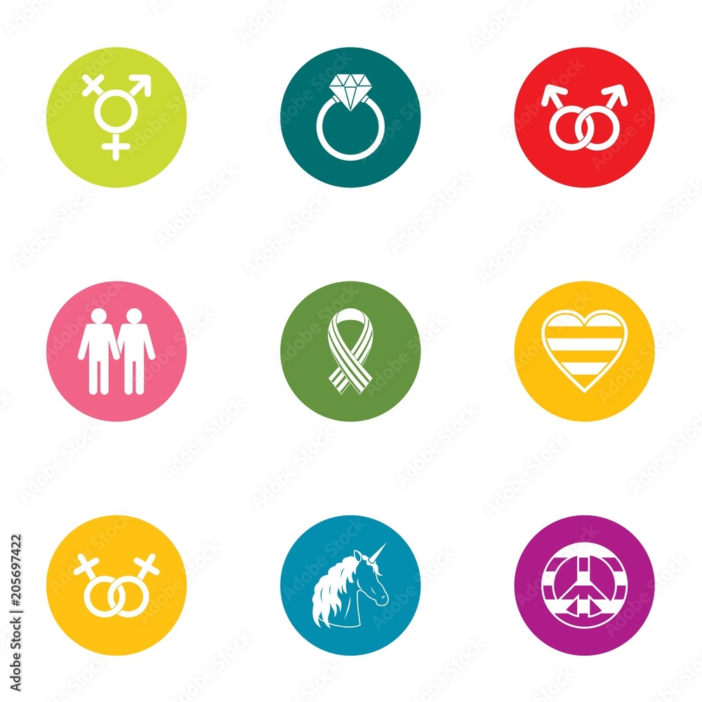 Poster people relation icons set. flat set of 9 people relation vector icons for web isolated on white back