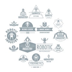 Fototapeta na wymiar Robot logo icons set. Simple illustration of 16 robot logo vector icons for web