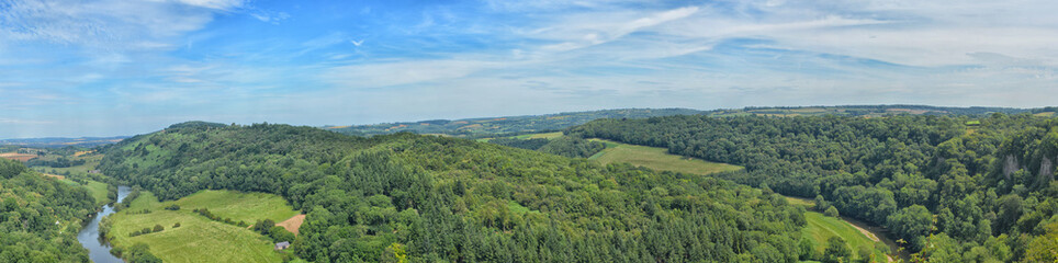 Fototapeta na wymiar Panorama view of the Wye Valley in Wales, United Kingdom