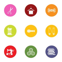 Embroidery icons set. Flat set of 9 embroidery vector icons for web isolated on white background