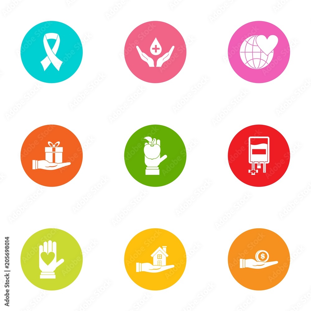 Poster world donat icons set. flat set of 9 world donat vector icons for web isolated on white background