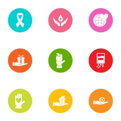 World donat icons set. Flat set of 9 world donat vector icons for web isolated on white background