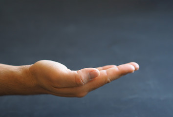 concept hand photo with black background