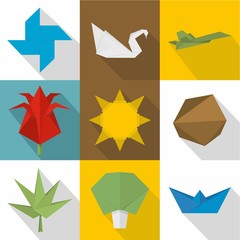 Collect from paper icons set. Flat set of 9 collect from paper vector icons for web isolated on white background