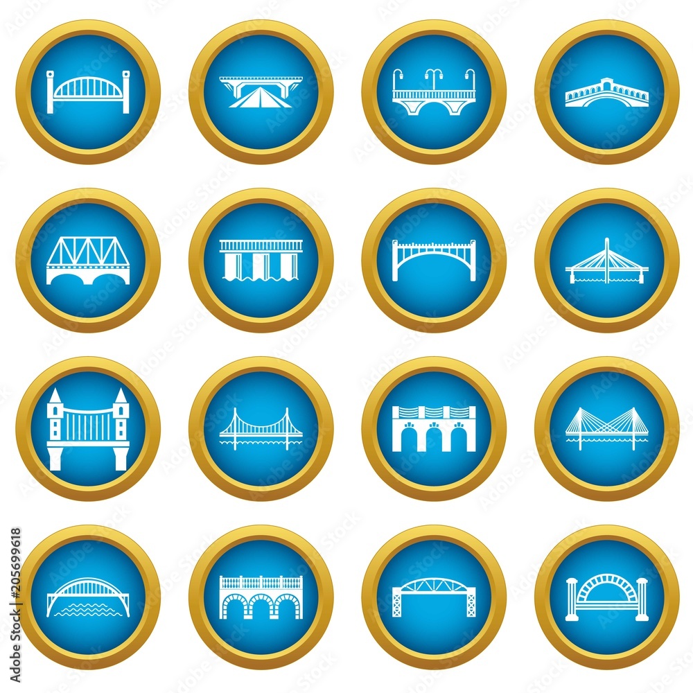 Aufkleber bridge icons set. simple illustration of 16 bridge icons set vector icons for web
