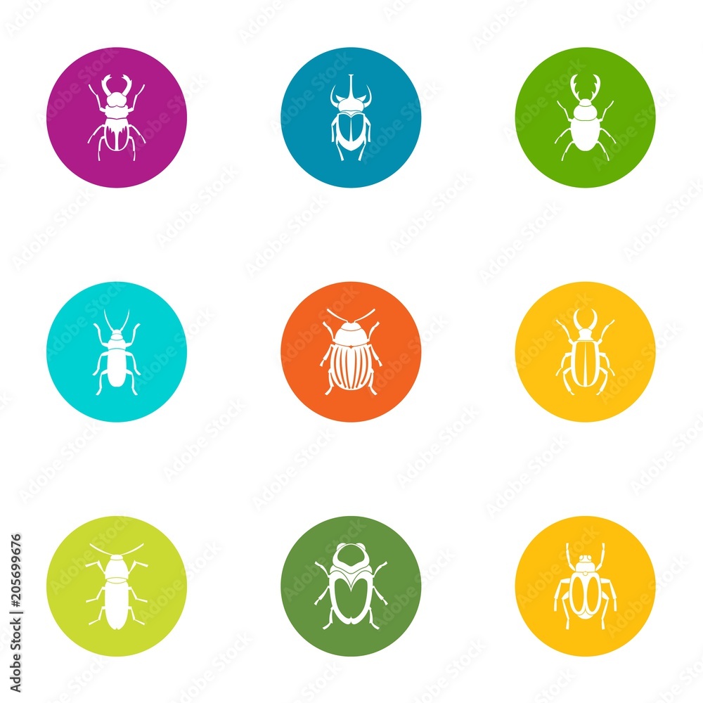 Poster glowworm icons set. flat set of 9 glowworm vector icons for web isolated on white background