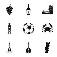 Portuguese republic icons set. Simple set of 9 portuguese republic vector icons for web isolated on white background