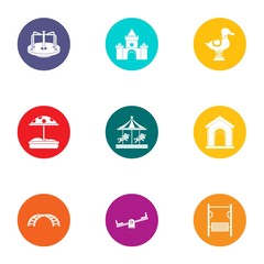 Fototapeta premium Children space icons set. Flat set of 9 children space vector icons for web isolated on white background
