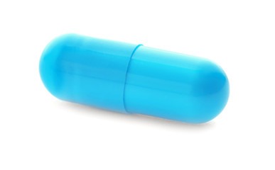 Blue capsule on white background