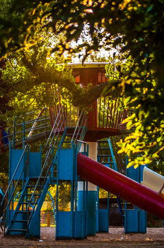 Park Playground and cottonwood trees