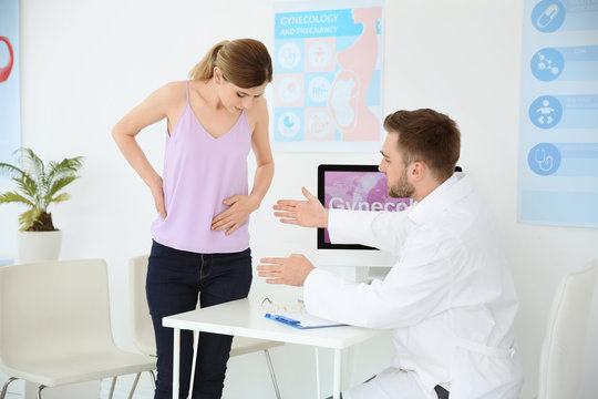 Gynecology consultation. Woman with her doctor in clinic