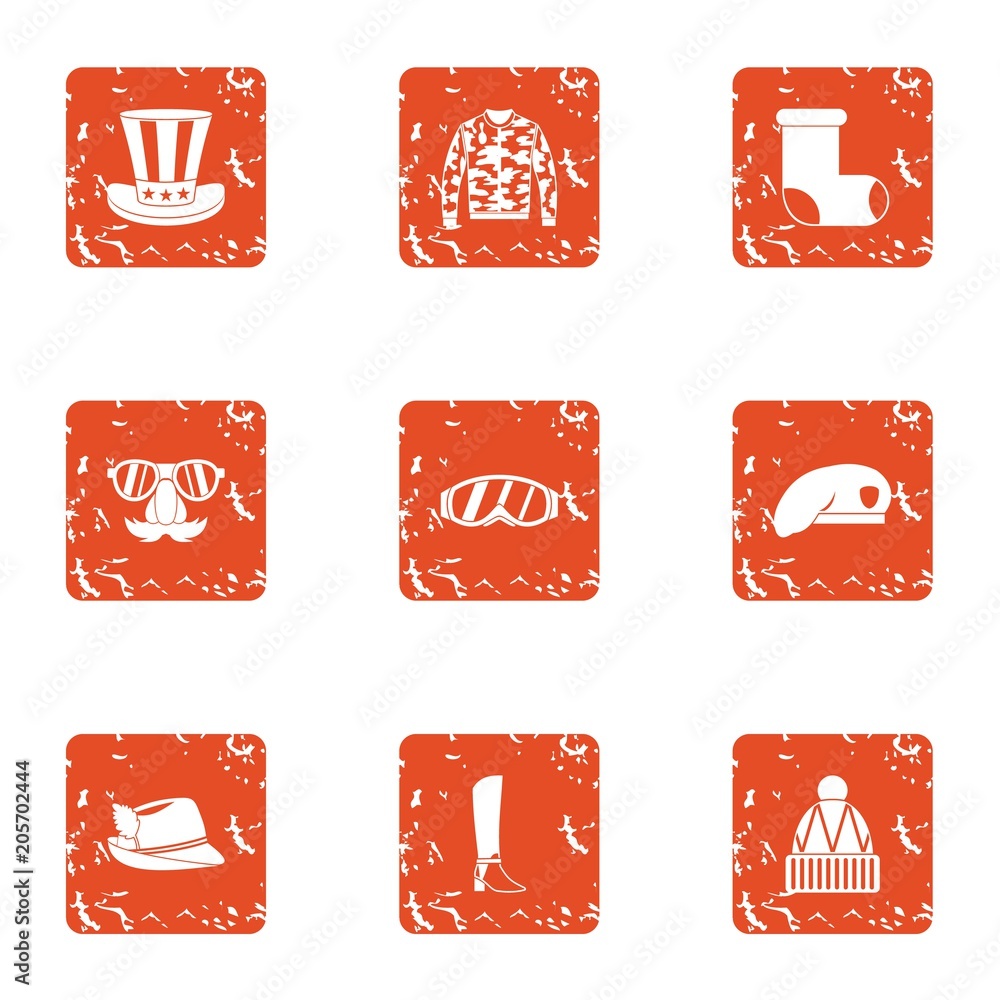 Poster attire icons set. grunge set of 9 attire vector icons for web isolated on white background