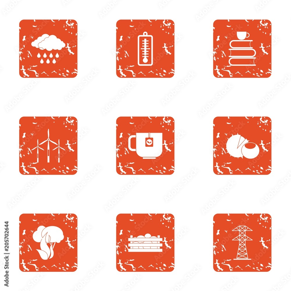 Poster backpacking icons set. grunge set of 9 backpacking vector icons for web isolated on white background