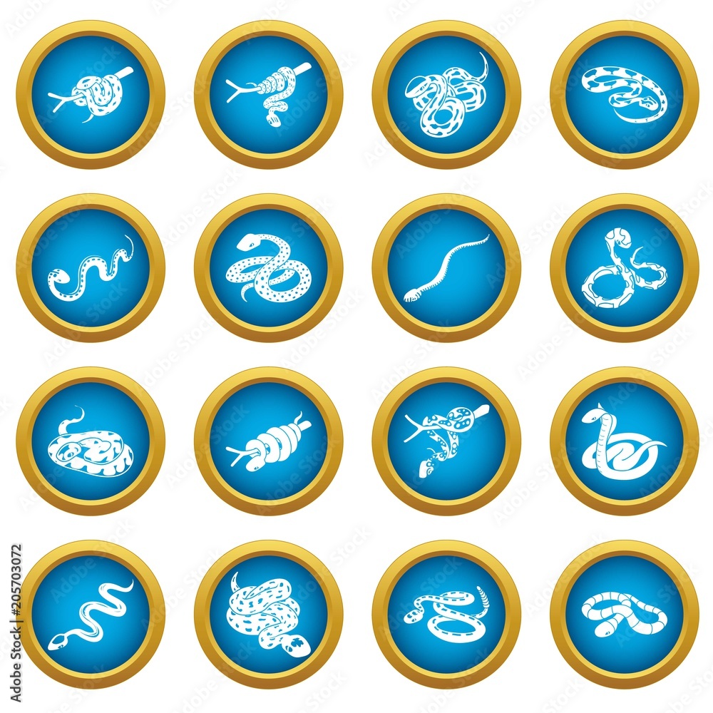 Poster snake icons set. simple illustration of 16 snake icons set vector icons for web