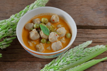 red curry with fish ball thai food