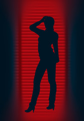 Silhouette of business woman wearing the suit.