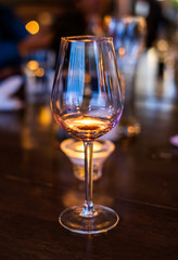 Empty wine glass luxury and glossy on wood table