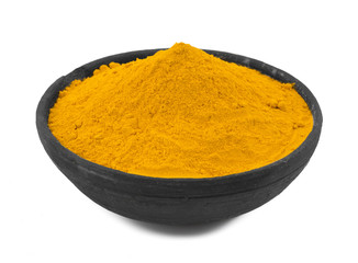 Turmeric Powder Also Called Haldi in india. Isolated on White Background