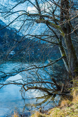 Beautiful small lake Thumsee in the Bavarian Alps.Germany
