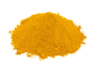 Turmeric Powder Also Called Haldi in india. Isolated on White Background