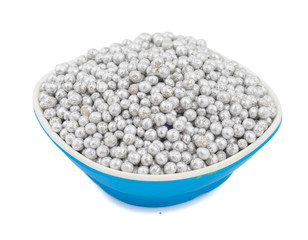 Souf Goli or Fennel Seed Ball Indian Traditional Digestive Food Good to Eat After Lunch or Dinner, Also Serve in Festival of Diwali, Holi, And for Guest. isolated on White Background