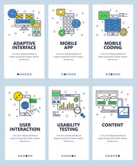 Naklejka premium Vector line art web and mobile app template set