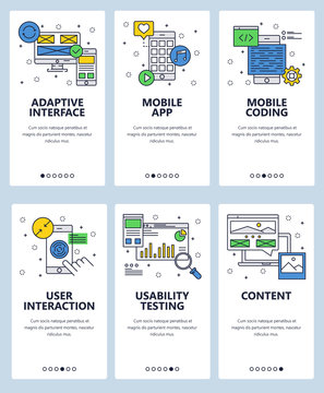 Vector line art web and mobile app template set