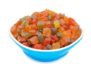 Colorful Fruit Sugar Candies Also Know as Boiled Sweeties, Tutti-Frutti or Sugar Plums isolated on white background