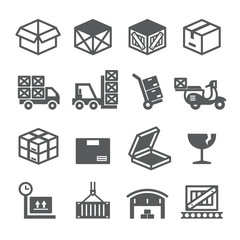 Package delivery icon set