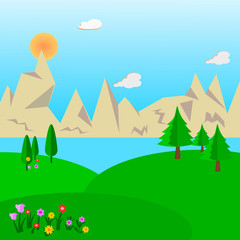 scenery vector nature landscape and mountain background,