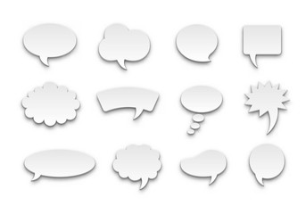 Speech bubble set volume. Realistic empty forms for quotes and utterances. Vector illustration