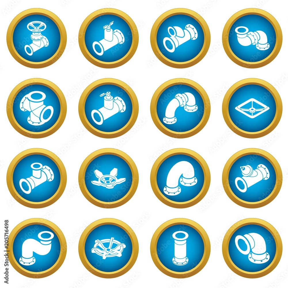 Aufkleber pipeline constructor icons set. isometric illustration of 16 pipeline constructor icons set vector i