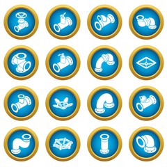 Pipeline constructor icons set. Isometric illustration of 16 pipeline constructor icons set vector icons for web
