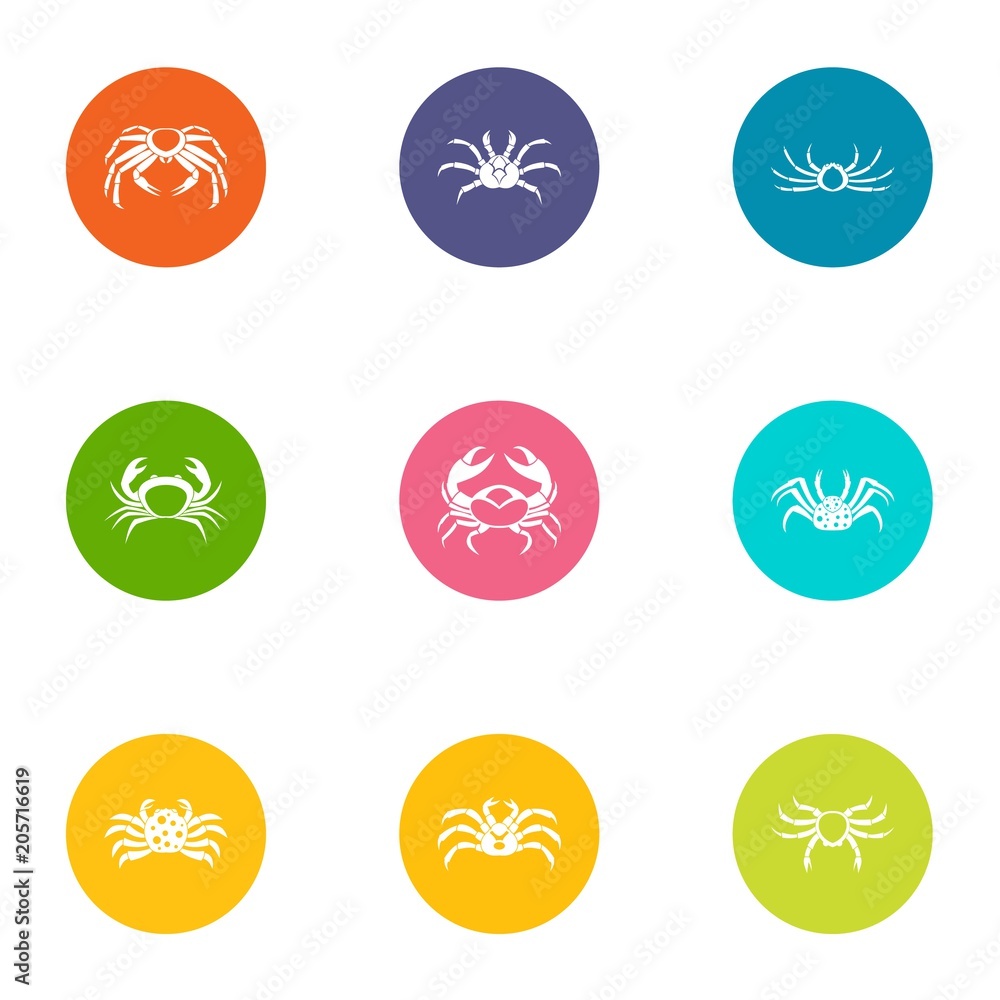 Poster crayfish icons set. flat set of 9 crayfish vector icons for web isolated on white background