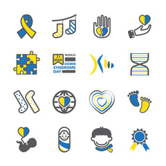 Down syndrome day icon set
