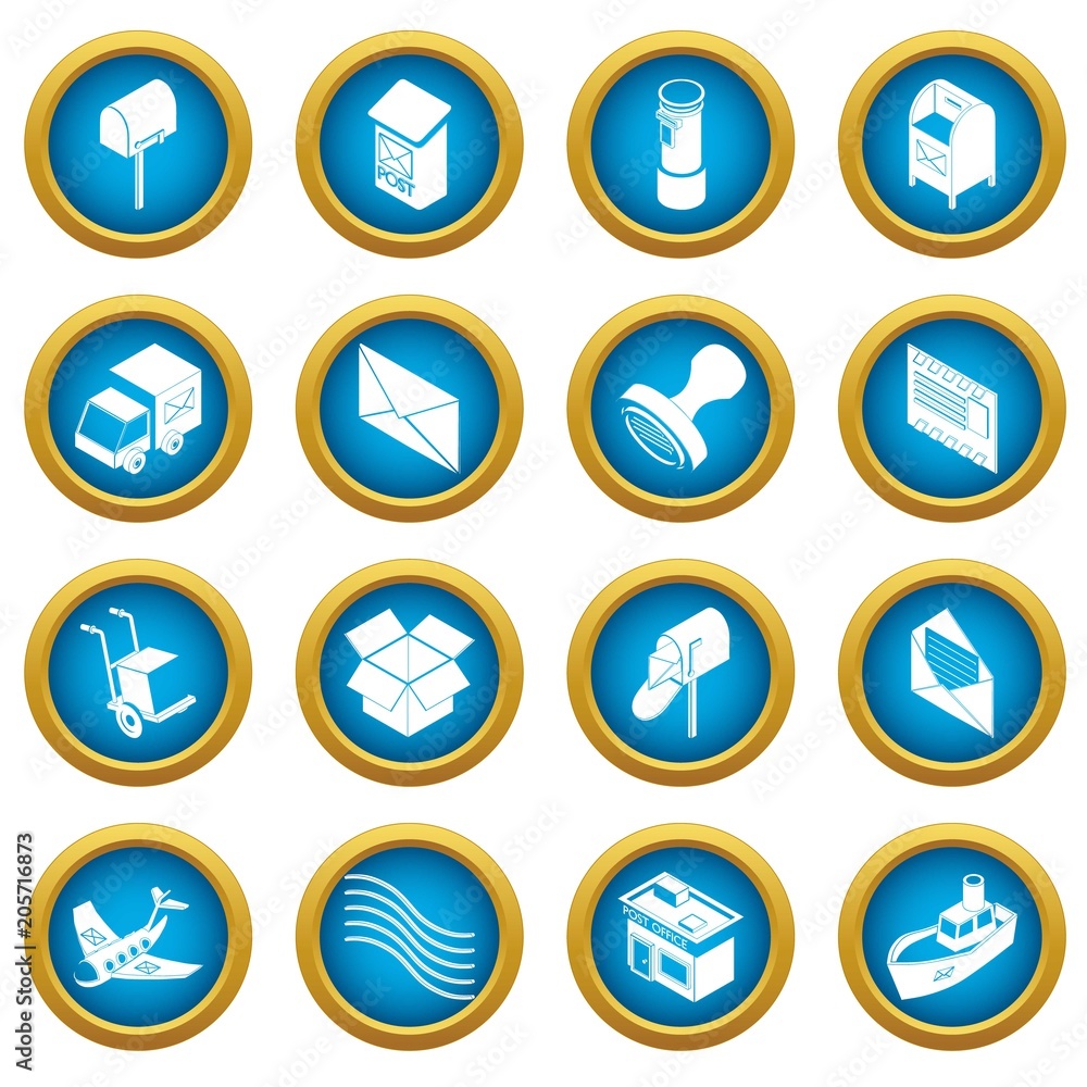 Aufkleber poste service icons set. simple illustration of 16 poste service icons set vector icons for web