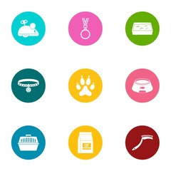 Playful animal icons set. Flat set of 9 playful animal vector icons for web isolated on white background