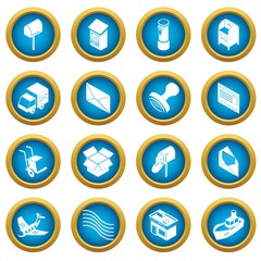 Poste service icons set. Simple illustration of 16 poste service icons set vector icons for web