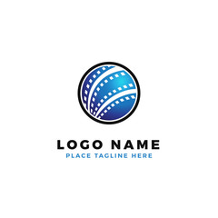 Fototapeta premium world film strip logo design. global international cinematography production illustration.