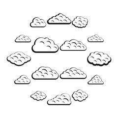 Clouds icons set. Simple illustration of 16 clouds vector icons for web