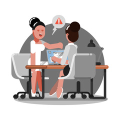 Woman telling about problems with card