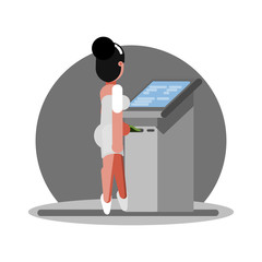 Woman using ATM