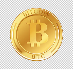 Bitcoin Coin on Transparent Background