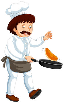 A Professional Chef on White Background