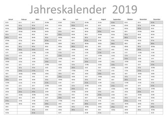 Kalender 2019 Jahresplaner Jahreskalender Kalendervorlage