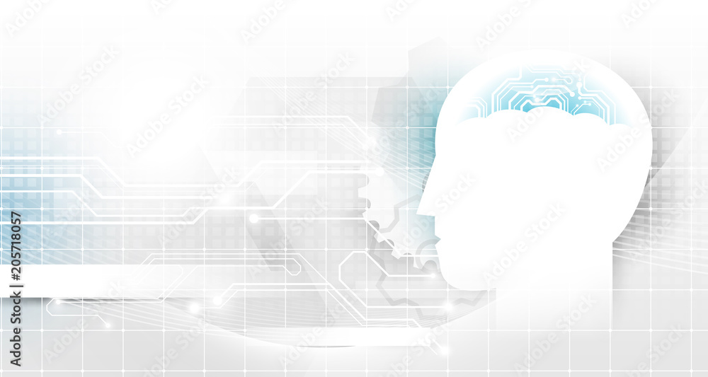 Aufkleber Artificial intelligence and with circuit brain on Abstract technology futuristic concept background